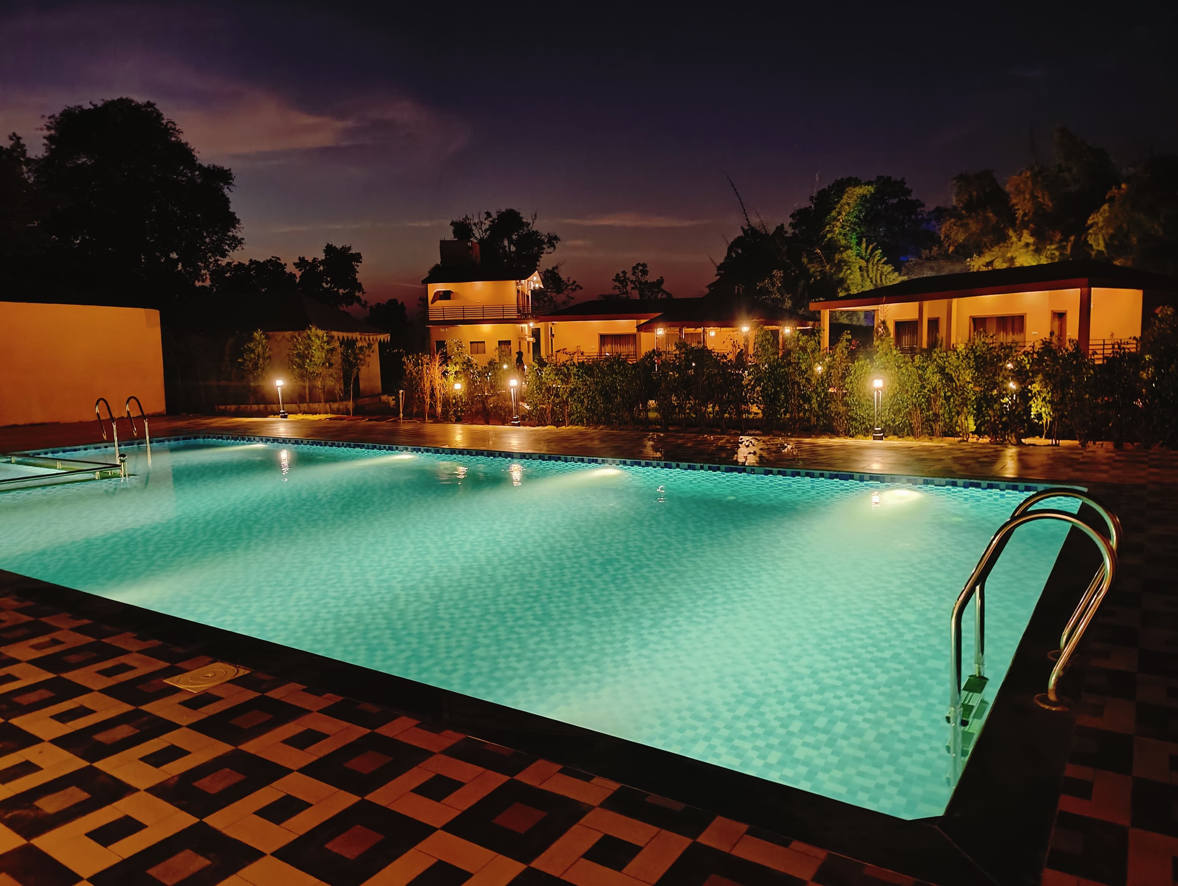 Swimming pool at night